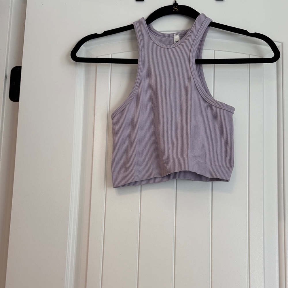 Love Tree Lilac Ribbed Crop Top